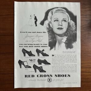 1935 Ad Ginger Rogers Red Cross Shoes Movie Ad "Top Hat"